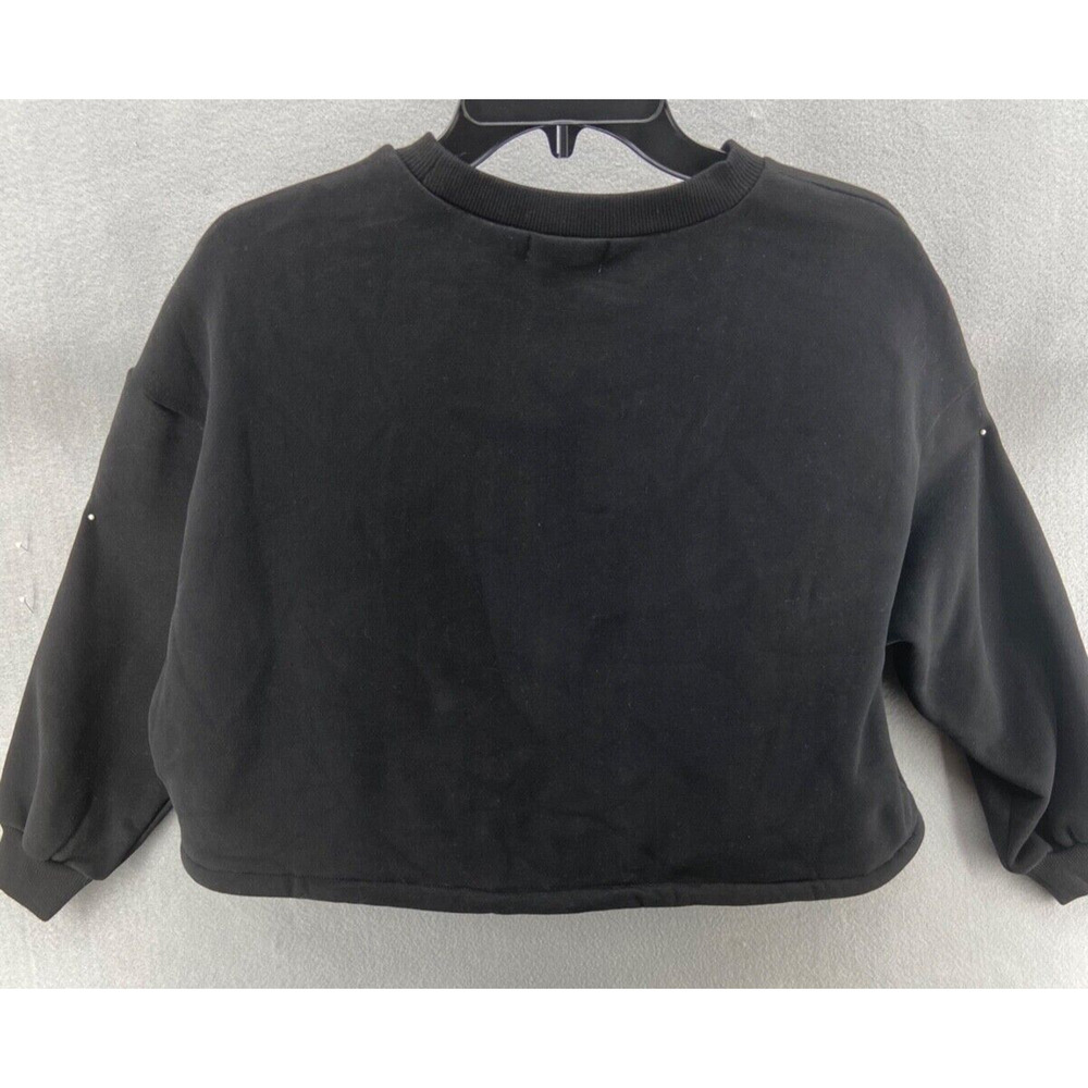 NWT Cali Be Sweatshirt Womens Sz M Crop‎ Black Tie at Waist Long Sleeve
